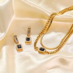 Conjunto Feminino "Sapphire" – Colar e Brincos em Aço Cirúrgico 316L com Zircônias – Antialérgico e Durável – Design Sofisticado para Mulheres Elegantes – Acompanha Bolsa de Veludo - Imagem 5
