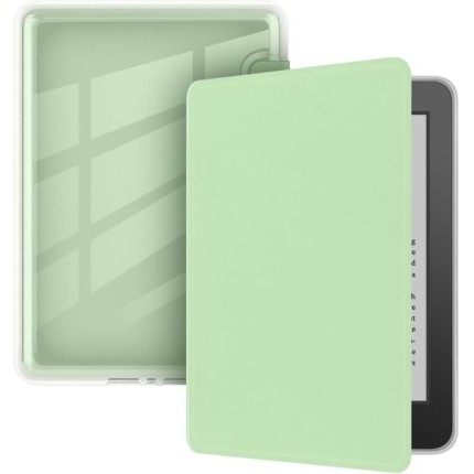 Capa Para Kindle 11ª Geração 2024 e 2022 (C2V2L3 e RS23CV) - Sistema de Hibernação - Fechamento Magnético - Traseira Transparente (Verde Água)