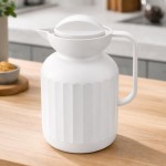 Garrafa Térmica 1L Branca Moderna com Ampola de Vidro – Bico Servidor, Ideal para Café e Chá, 13x27 cm - Imagem 5