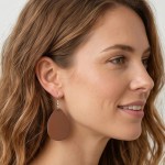 Preto, marrom, verde militar, quatro pares amarelos para um conjunto de brincos de madeira - Imagem 3