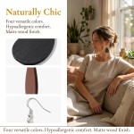 Preto, marrom, verde militar, quatro pares amarelos para um conjunto de brincos de madeira - Imagem 6