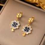 Conjunto Feminino "Trevo'' com Colar e Brincos – Aço Inoxidável 316L, Amuleto de Sorte com Trevo de Quatro Folhas, Elegância Espiritual e Atemporal – Dourado – Acompanha Bolsa de Veludo - Imagem 5