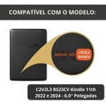 Capa Para Kindle 11ª Geração 6” (Modelos 2022 e 2024 – C2V2L3 e RS23CV) – Proteção Leve e Rígida com Traseira Transparente – Auto Hibernação – Fechamento Magnético (Preto) - Imagem 5