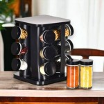 Porta Tempero Condimentos Giratório Preto Com 12 Potes 85ml - Imagem 5