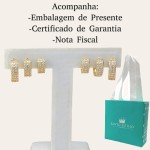 Conjunto de Brinco Feminino Argola Argolinha 3 Furos Semijoia Folheado Banhado a Ouro 18k Banho paládio antialérgico Cravejado Pedra Zircônia Festa Casual Moda Estilo Mulher Kit - Imagem 3