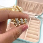 Conjunto de Brinco Feminino Argola Argolinha 3 Furos Semijoia Folheado Banhado a Ouro 18k Banho paládio antialérgico Cravejado Pedra Zircônia Festa Casual Moda Estilo Mulher Kit - Imagem 4