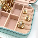 Conjunto de Brinco Feminino Argola Argolinha 3 Furos Semijoia Folheado Banhado a Ouro 18k Banho paládio antialérgico Cravejado Pedra Zircônia Festa Casual Moda Estilo Mulher Kit - Imagem 5