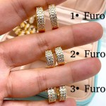 Conjunto de Brinco Feminino Argola Argolinha 3 Furos Semijoia Folheado Banhado a Ouro 18k Banho paládio antialérgico Cravejado Pedra Zircônia Festa Casual Moda Estilo Mulher Kit - Imagem 6
