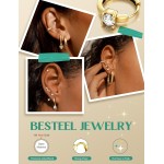 Conjunto de brincos de argola de ouro pequeno para mulheres – Argola hipoalergênica banhada a ouro 14K para orelhas sensíveis, cartilagem, brincos para piercing múltiplo - Imagem 4