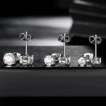 MDFUN Conjunto de brincos de moissanita de aço inoxidável com 4 garras de diamante redondo, pacote de 3/4 moissanita 3-6 mm - Imagem 5