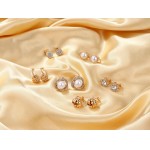 HAIAISO 6 pares de brincos de pressão de zircônia cúbica com nó de pérola e tarraxa, para mulheres e meninas, conjunto de brincos - Imagem 6