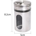Genérico Combo 3 Portas Condimentos Inox com Visor Luxo para Saleiro Temperos e Especiarias (3 Qtd) - Imagem 6