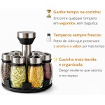 Kit 6 Porta Condimentos de Vidro com Suporte Giratório em Inox – Mais Praticidade na Cozinha (Vidro e Inox) - Imagem 5