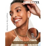FIBO STEEL 10 pares de brincos femininos de pressão para brincos de zircônia cúbica não perfurada, simulando pérola de água doce, conjunto de brincos com clipe de nó torcido, Liga - Imagem 4