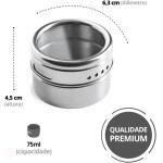 PORTA CONDIMENTOS MAGNETICO ACO INOX 7 PECAS KEHOME 5977 - Imagem 3