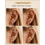 Brincos femininos com costas planas hipoalergênicas cartilagem concha hélice tragus piercing conjunto de brincos de aço inoxidável cirúrgico para orelhas sensíveis - Imagem 3