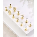 Brincos femininos com costas planas hipoalergênicas cartilagem concha hélice tragus piercing conjunto de brincos de aço inoxidável cirúrgico para orelhas sensíveis - Imagem 6