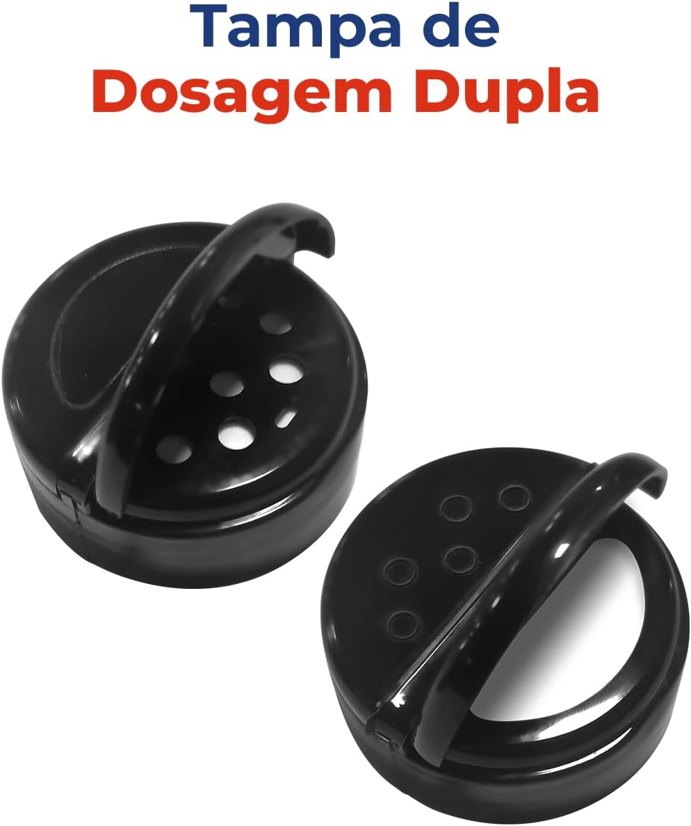 Kit 8 Potes de Tempero Condimento com Tampa Dosadora de Plástico + Etiquetas - Imagem 4