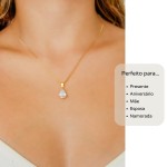 Conjunto Colar e Brinco Gota Pedras de Zircônias Semi Joias Banhado Ouro 18k - Imagem 3