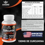Curcuma (Extrato de rizomas de cúrcuma (Curcuma longa L.) + Vitamina B12 + Selênio e Vitamina E - 95% de curcumoides - 130 mg de rizomas de curcumina - 60 softcaps - Axgard Supplements - Imagem 7