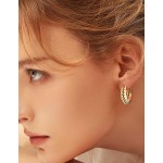 13 pares de brincos de pressão para mulheres, banhado a ouro 14 K, brincos de argola grossa, zircônia cúbica, tubo torcido, gota d'água, croissant, conjunto de joias de brincos falsos e - Imagem 4