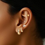 Brincos de pino plano para mulheres em aço inoxidável cirúrgico flatback conjunto de brincos hipoalergênicos cartilagem tragus piercing joias banhado a ouro - Imagem 3
