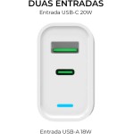 WB Carregador Kindle Duas Portas USB-C e USB-A 20W Compatível com Kindle, iPad, Tablet e Smartphone, Branco - Imagem 3