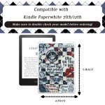 Lindo conjunto de cartões de inserção para Kindle, 6 designs temáticos de livros com berloques para Kindle e plugues de poeira USB-C, para 11ª/12ª geração, 17,3 x 12,2 cm (preto 2) - Imagem 3
