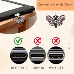 Lindo conjunto de cartões de inserção para Kindle, 6 designs temáticos de livros com berloques para Kindle e plugues de poeira USB-C, para 11ª/12ª geração, 17,3 x 12,2 cm (preto 2) - Imagem 4