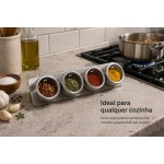 Porta Condimentos Magnético 4 Peças Inox Organizador de Temperos com Imã para Cozinha - Imagem 3