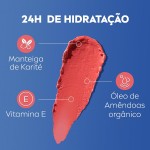 NIVEA Hidratante Labial Hidra Color 3 em 1 Coral 4,8g, Cor Intensa, Hidratação 24h, Proteção UVA/UVB, Lábios e Bochechas - Imagem 5