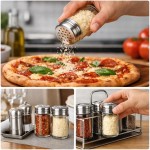 KIT CONJUNTO 2 PORTA CONDIMENTOS TEMPERO POTE DE VIDRO COM TAMPA INOX DE ROSCA GIRATÓRIA 90ML QUEIJEIRA FRASCO TRANSPARENTE - Imagem 3
