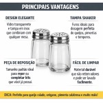 KIT CONJUNTO 2 PORTA CONDIMENTOS TEMPERO POTE DE VIDRO COM TAMPA INOX DE ROSCA GIRATÓRIA 90ML QUEIJEIRA FRASCO TRANSPARENTE - Imagem 4