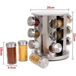 Porta Temperos Condimento Giratorio Inox com 12 Potes de Vidro - Kit Pratico e Elegante para Organizar e Valorizar sua Cozinha - Imagem 3