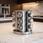 Porta Temperos Condimento Giratorio Inox com 12 Potes de Vidro - Kit Pratico e Elegante para Organizar e Valorizar sua Cozinha - Imagem 4