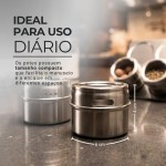 Porta Condimentos Inox Magnético com 6 Potes com Imã Organização Prática e Moderna para Cozinha - Imagem 3