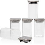 Kit 05 Porta Tempero Condimento 300ml Potes Herméticos de Vidro com Tampa Inox - Imagem 3