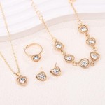 FLORA Conjunto de colar brincos anel e pulseira em formato de coração conjunto de colar em formato de coração conjunto de colar em liga metálica moda feminina - Imagem 3