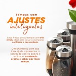 Kit 6 Porta Condimentos Temperos Cozinha em Vidro Com Suporte Giratório (Vidro e Inox) - Imagem 4