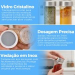 Porta Temperos Giratório Inox com 16 Potes de Vidro – Organizador de Condimentos 360° para Cozinha Moderna e Funcional | Premium MyBrins - Imagem 3