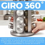 Porta Temperos Giratório Inox com 16 Potes de Vidro – Organizador de Condimentos 360° para Cozinha Moderna e Funcional | Premium MyBrins - Imagem 6
