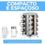 Porta Temperos Giratório Inox com 16 Potes de Vidro – Organizador de Condimentos 360° para Cozinha Moderna e Funcional | Premium MyBrins - Imagem 7