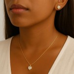 Conjunto Brinco E Colar Coração Zircônia Banhado A Ouro 18k Colar 45cm / Pingente 8mm / Brinco 6mm - Imagem 3