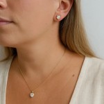 Conjunto Brinco E Colar Coração Zircônia Banhado A Ouro 18k Colar 45cm / Pingente 8mm / Brinco 6mm - Imagem 4
