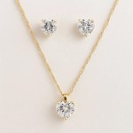 Conjunto Brinco E Colar Coração Zircônia Banhado A Ouro 18k Colar 45cm / Pingente 8mm / Brinco 6mm - Imagem 5
