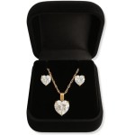 Conjunto Brinco E Colar Coração Zircônia Banhado A Ouro 18k Colar 45cm / Pingente 8mm / Brinco 6mm - Imagem 6