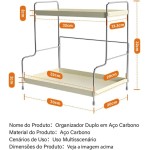 Prateleira Banheiro 2 Andares Organizador de Maquiagem para Condimentos de Cozinha, Porta Temperos (Aço Carbono, Branco) - Imagem 3