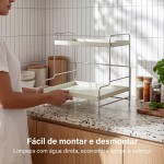 Prateleira Banheiro 2 Andares Organizador de Maquiagem para Condimentos de Cozinha, Porta Temperos (Aço Carbono, Branco) - Imagem 7