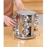 Porta Temperos Condimento Giratorio Inox com 12 Potes de Vidro - Kit Pratico e Elegante para Organizar e Valorizar sua Cozinha - Imagem 3