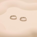 Conjunto de 3 pares de brincos femininos prata lua estrela CZ borboleta verde delicado brincos de argola para três furos empilhados - Imagem 5